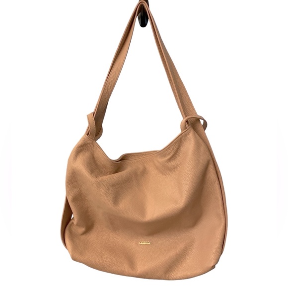 L CREDI pale pink pebbled leather shoulder bag convertible to backpack - Picture 1 of 8